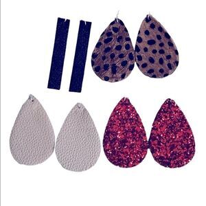 𝅺TEAR drop leather earrings bundle NWOT